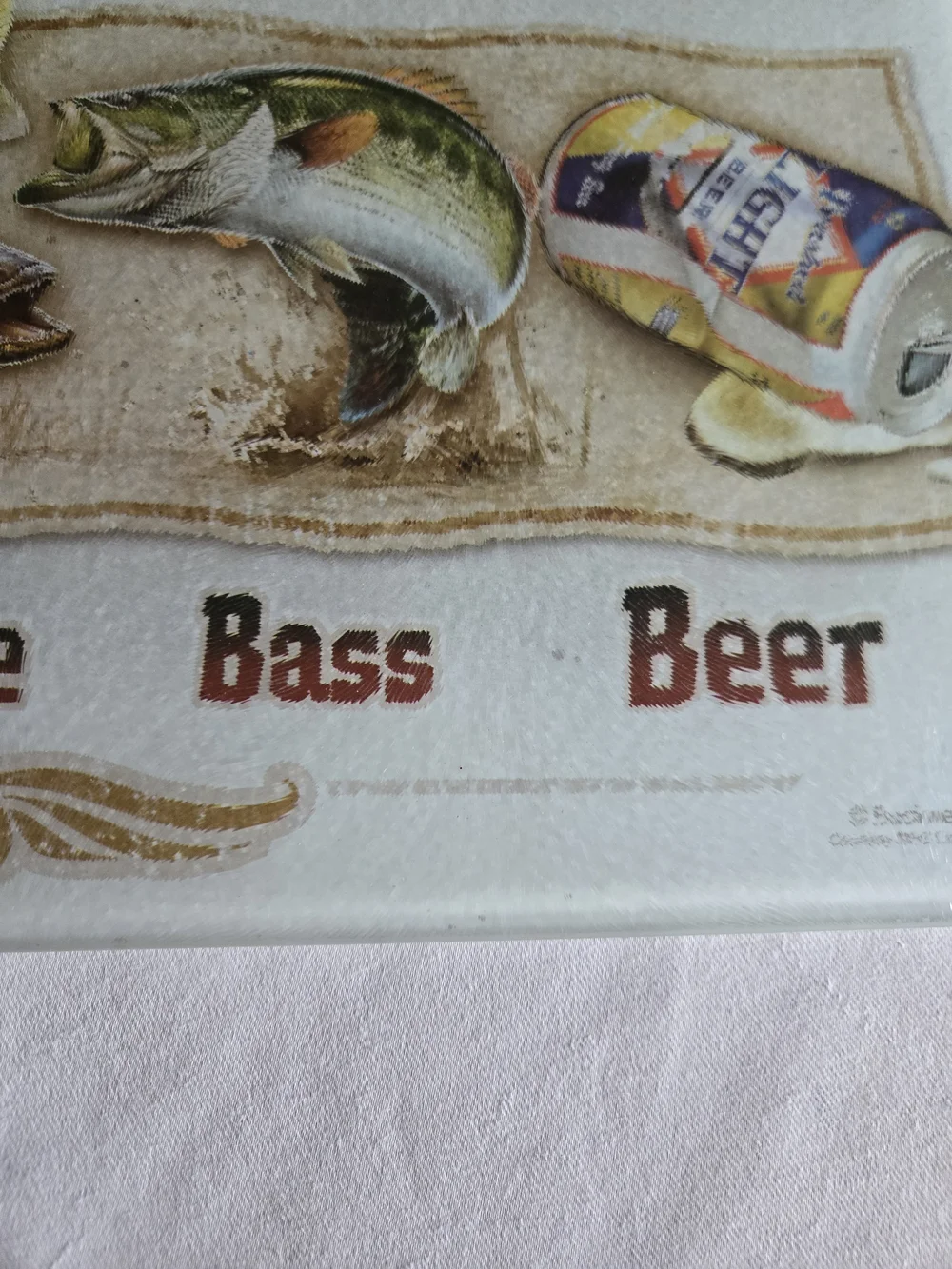 Glass Cutting Board - The Fisherman's 4 Basic Food Groups - Men's Cutting Board